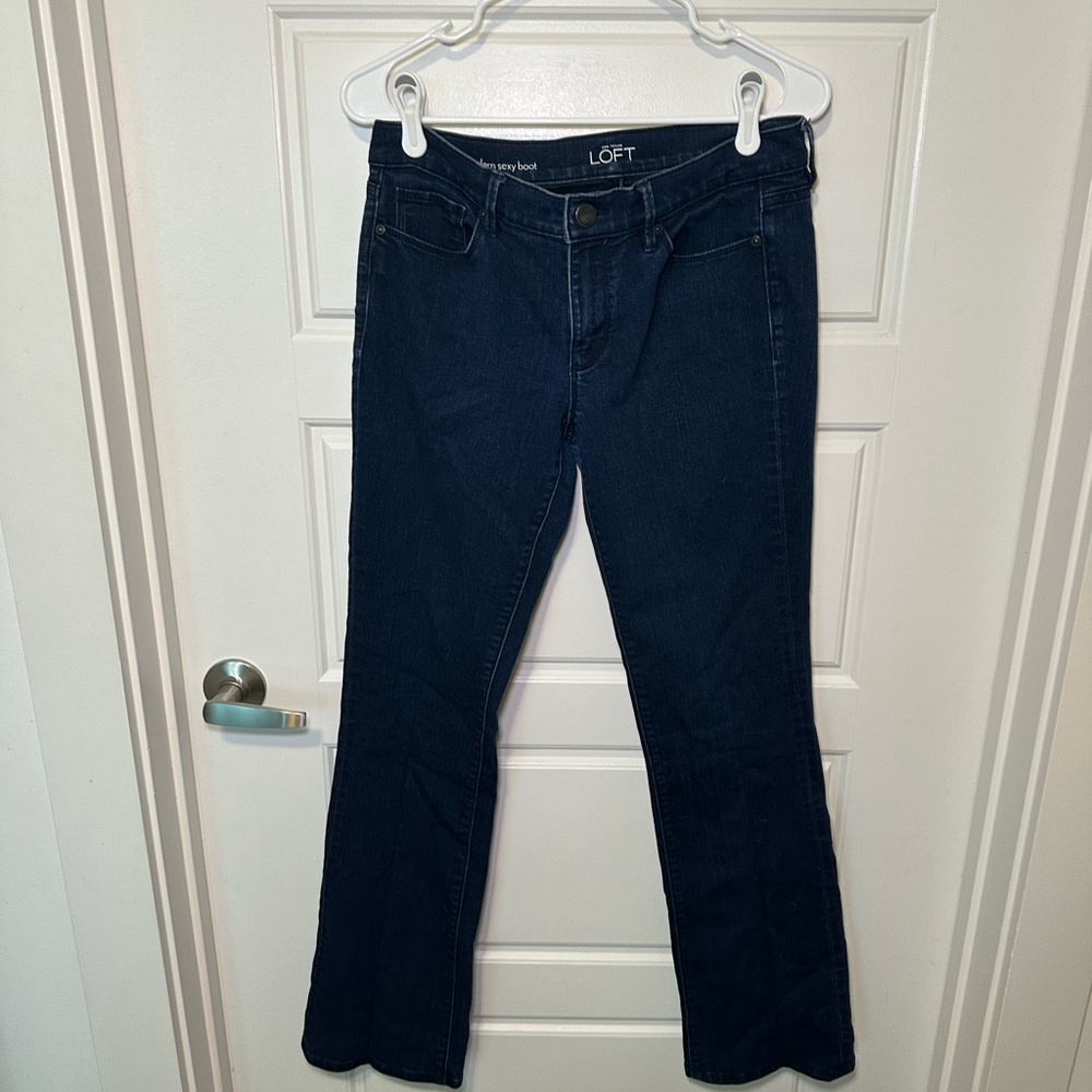 LOFT Women's Dark Blue Sexy Boot Cut Jeans